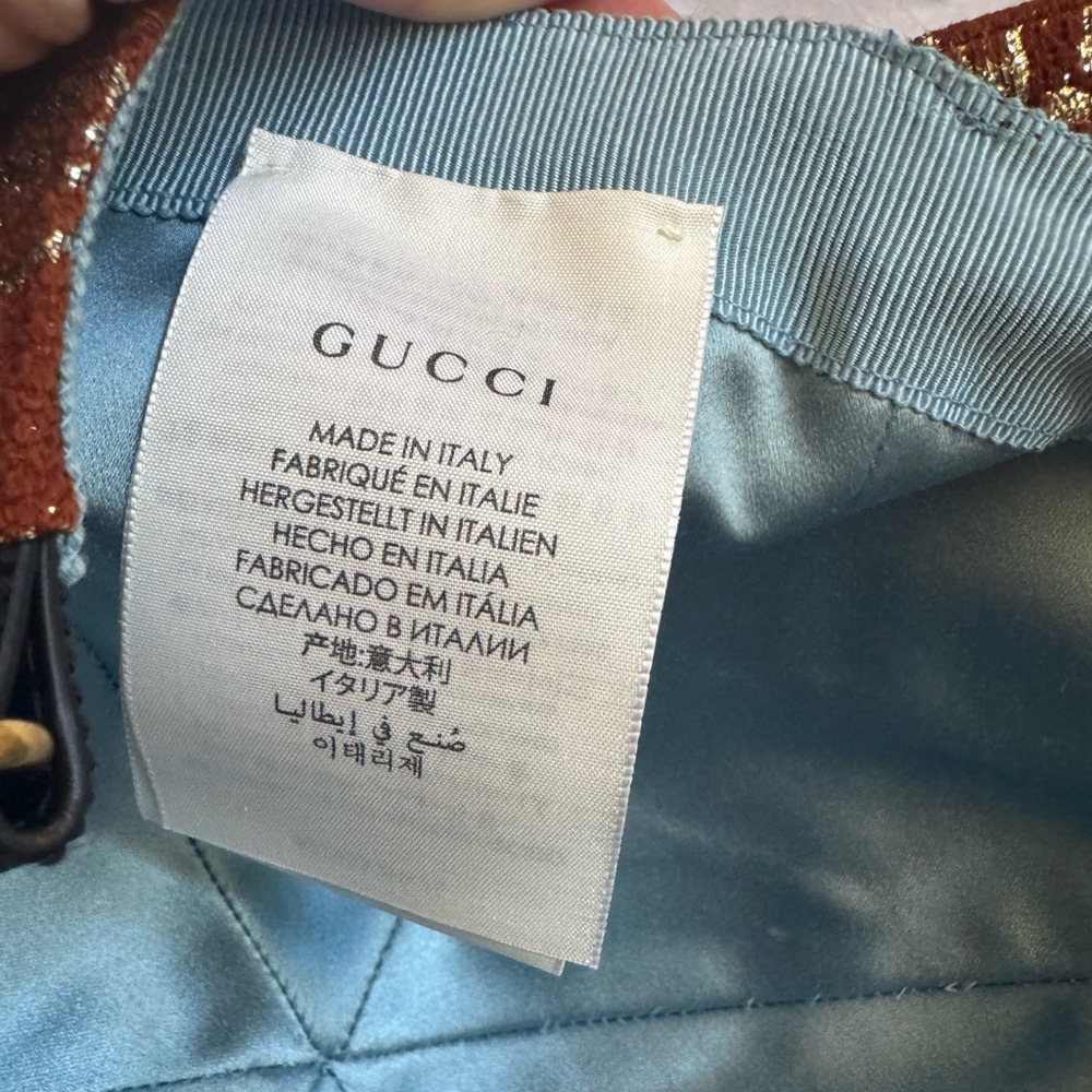 Gucci Brown Rust Cooper Silver Logo Baseball Hat Cap sz 57 - Picture 6 of 7